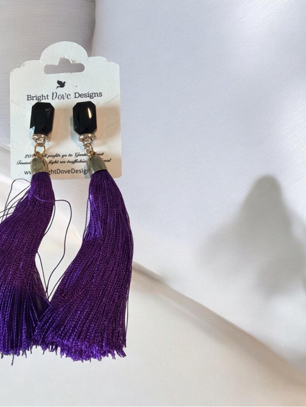 Purple Tassel Drop Earrings‎